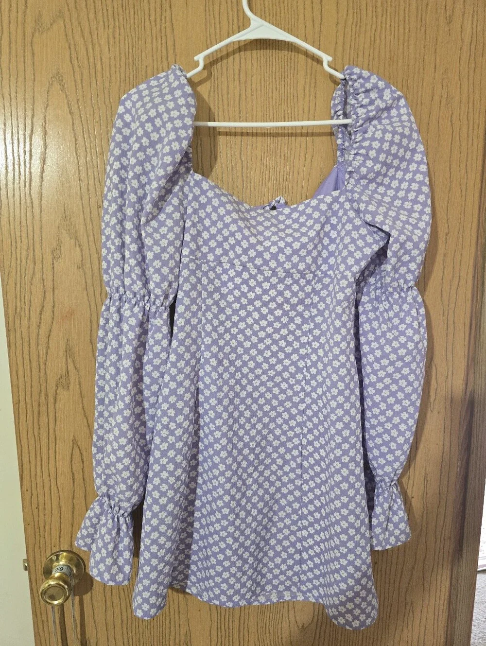 Lilac Floral Long-Sleeve Mini Dress